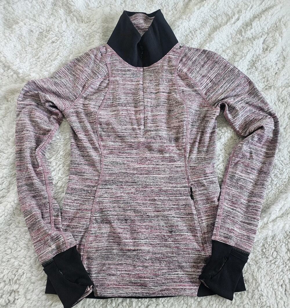 Lululemon Runderful 1/2 Zip Space Dye Camo Berry Rumble Heather Pink Womens Sz 4